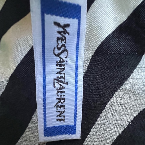 YvesSaintLaurent YSL Scarf. 100% Silk. Stripes. Made in Italy. - Picture 10 of 14